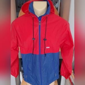 VINTAGE K-WAY HOODED PACKA.BLE WINDBREAKER JACKET FULL ZIP MADE IN CANADA